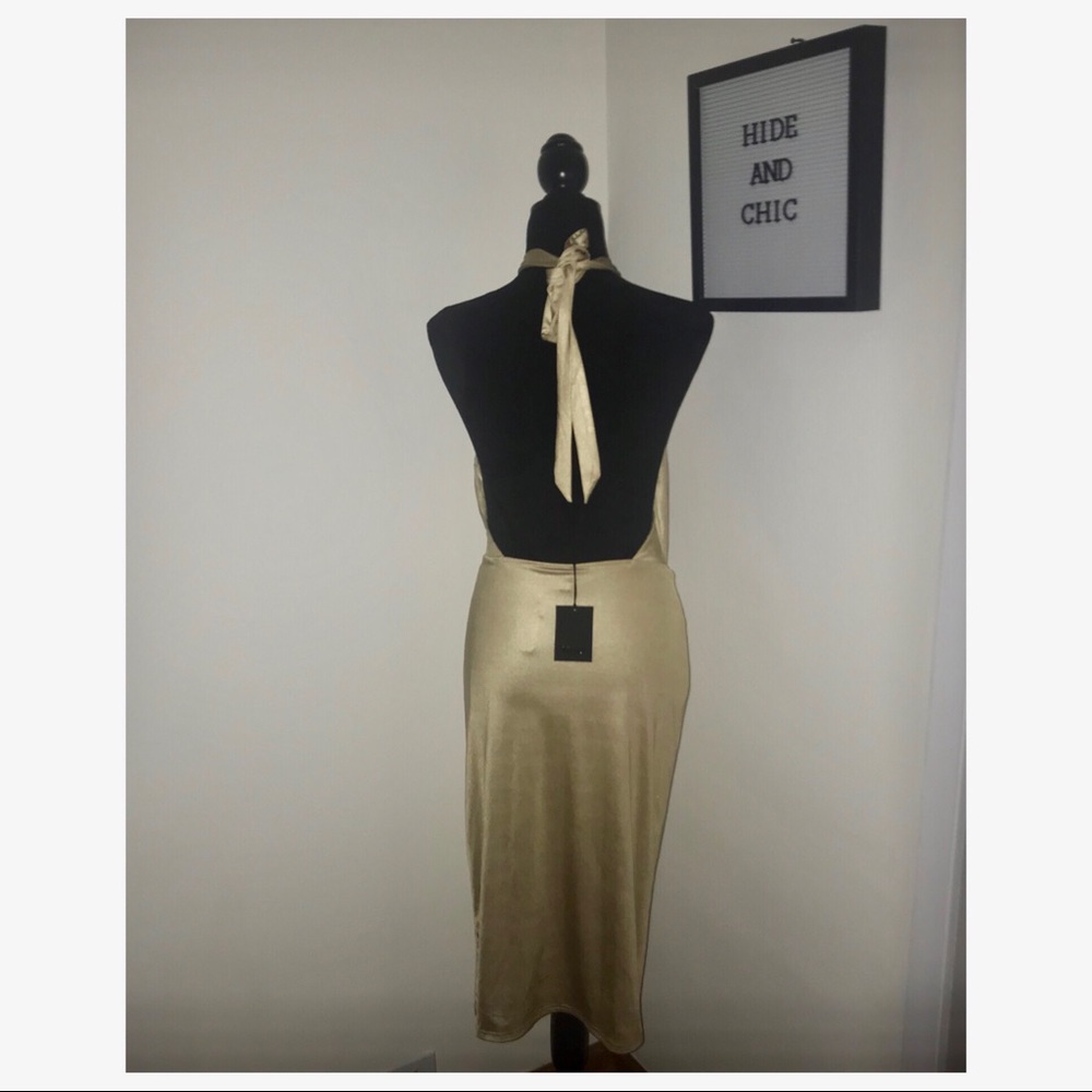 NBD COWL HALTER NECK MIDI BODYCON DRESS - Picture 5 of 8